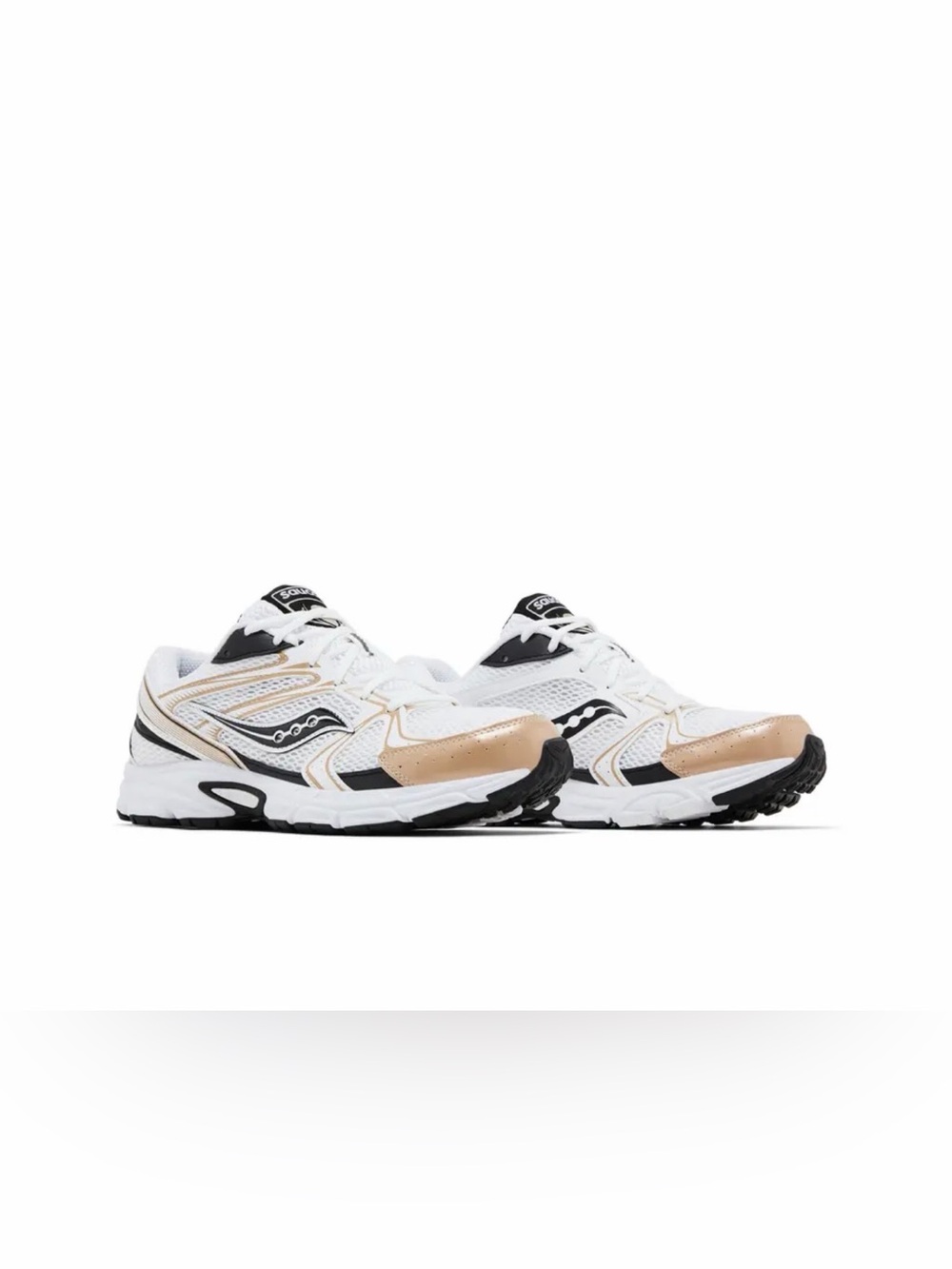 Saucony  White and Gold Metallic Sneakers, men’s 10